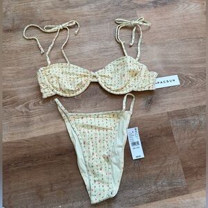 NEW PacSun Yellow Floral Bikini Set Small